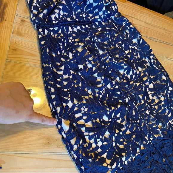 NWOT Lulus Divine Destiny Navy Blue Lace Midi Dress - Picture 16 of 17
